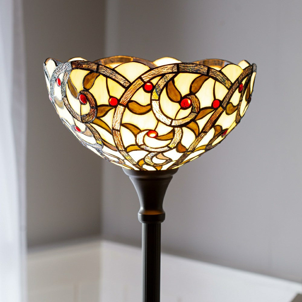 Plow & Hearth Red Jewels Stained Glass Floor Lamp