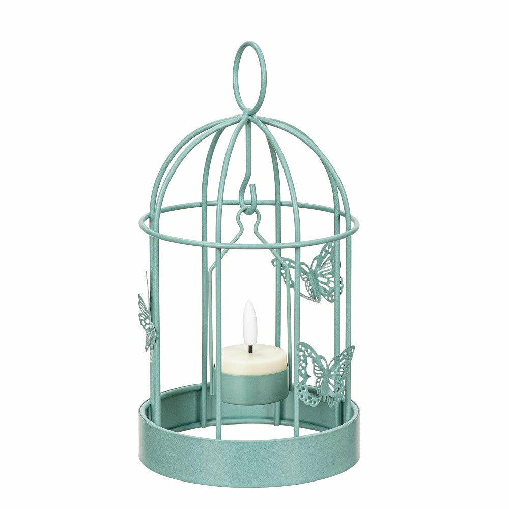 Plow & Hearth Bird Cage LED Candle Lantern, Mint