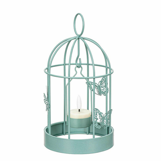 Plow & Hearth Bird Cage LED Candle Lantern, Mint