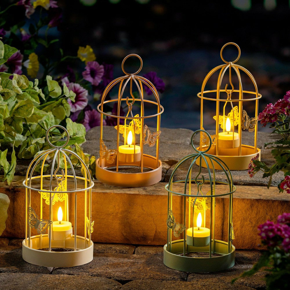 Plow & Hearth Bird Cage LED Candle Lantern, Mint