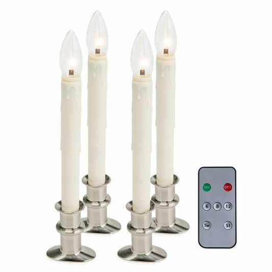 Plow & Hearth Adjustable Window Hugger Candles, Set of 4 with Remote