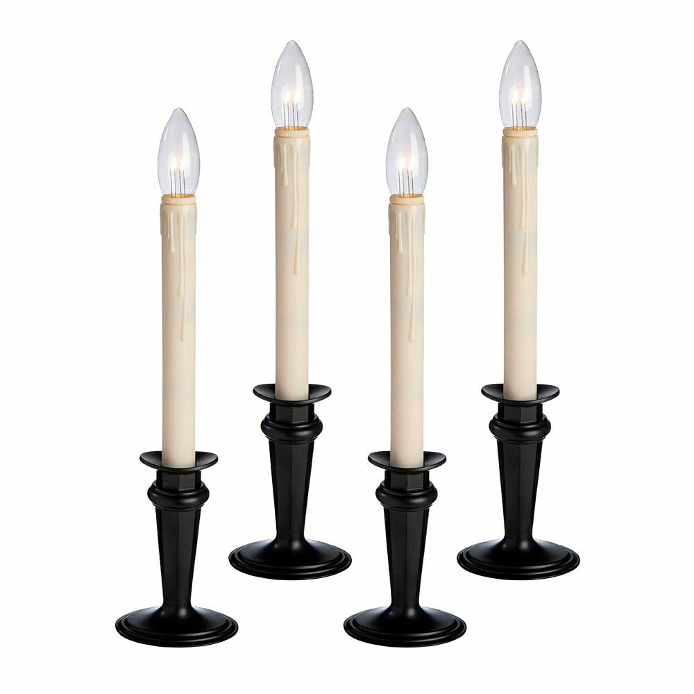 Plow & Hearth Traditional Adjustable Window Candles with Timer and Remote, Set of 4