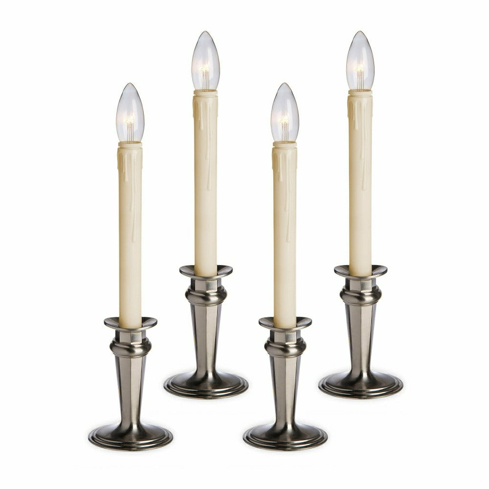 Plow & Hearth Traditional Adjustable Window Candles with Timer and Remote, Set of 4