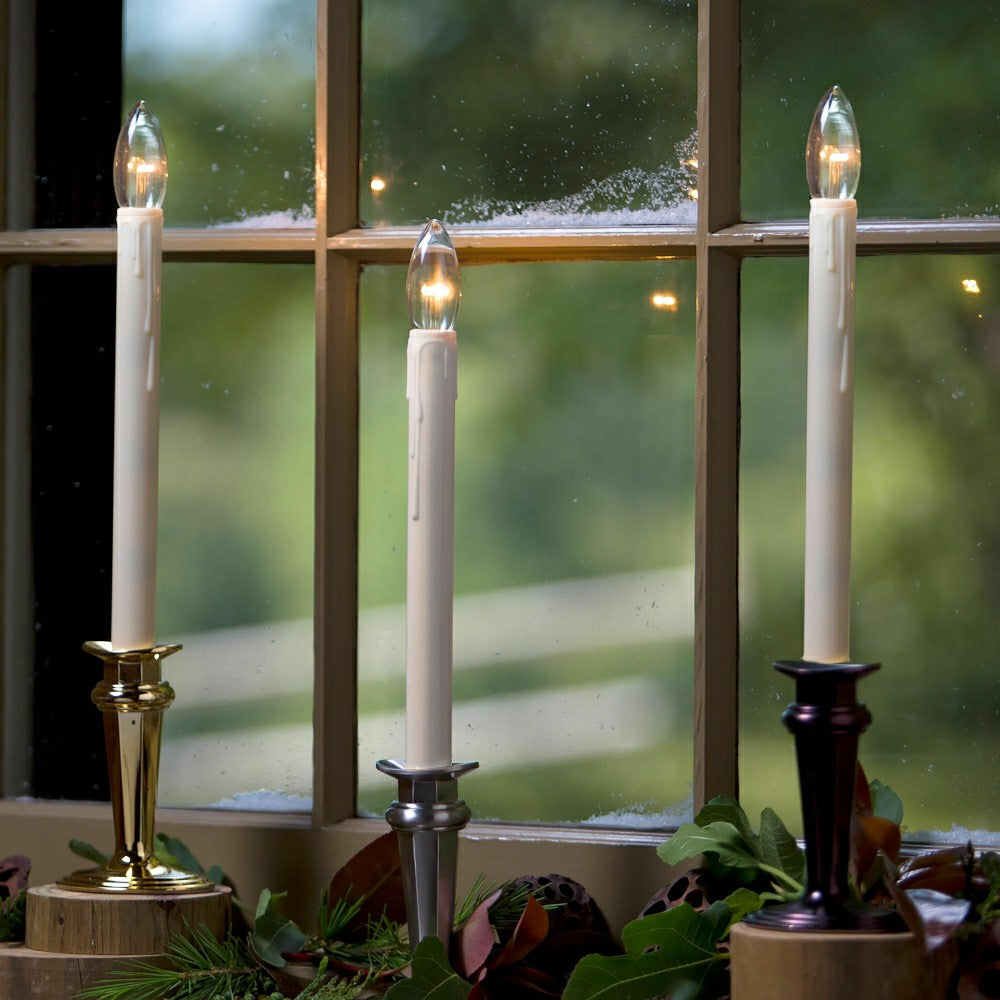 Plow & Hearth Traditional Adjustable Window Candles with Timer and Remote, Set of 4