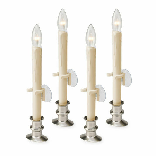 Plow & Hearth Suction Cup Window Candles with Timer and Remote, Set of 4