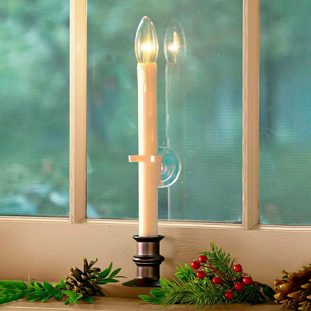 Plow & Hearth Suction Cup Window Candles with Timer and Remote, Set of 4