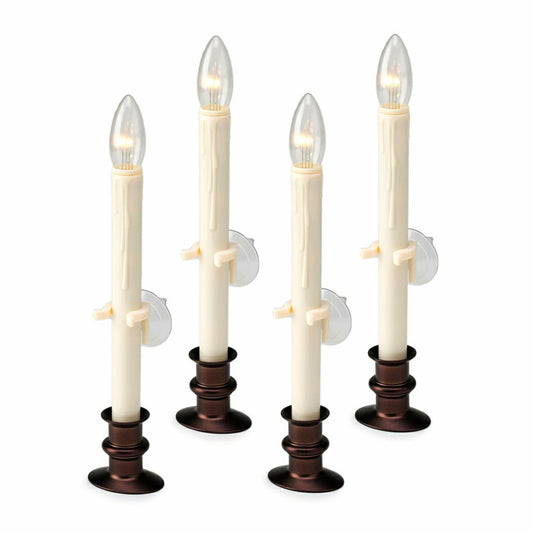 Plow & Hearth Suction Cup Window Candles with Timer and Remote, Set of 4