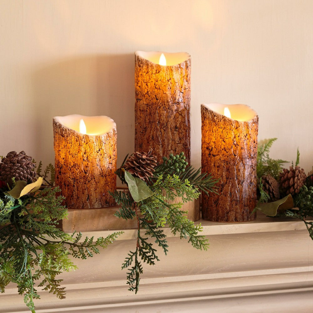 Plow & Hearth Woodland Flameless LED Candles with Timer, Set of 3