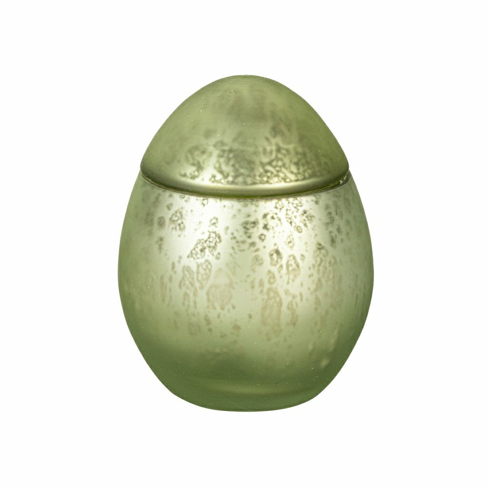 Plow & Hearth Egg Shape Mercury Glass Candle, Smoke Green
