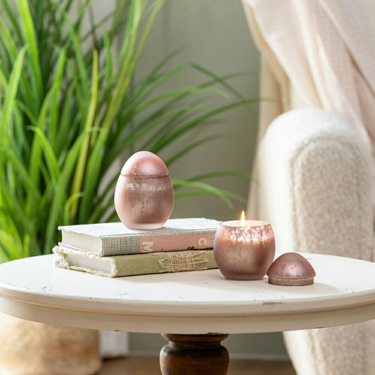 Plow & Hearth Egg Shape Mercury Glass Candle, Rose Smoke