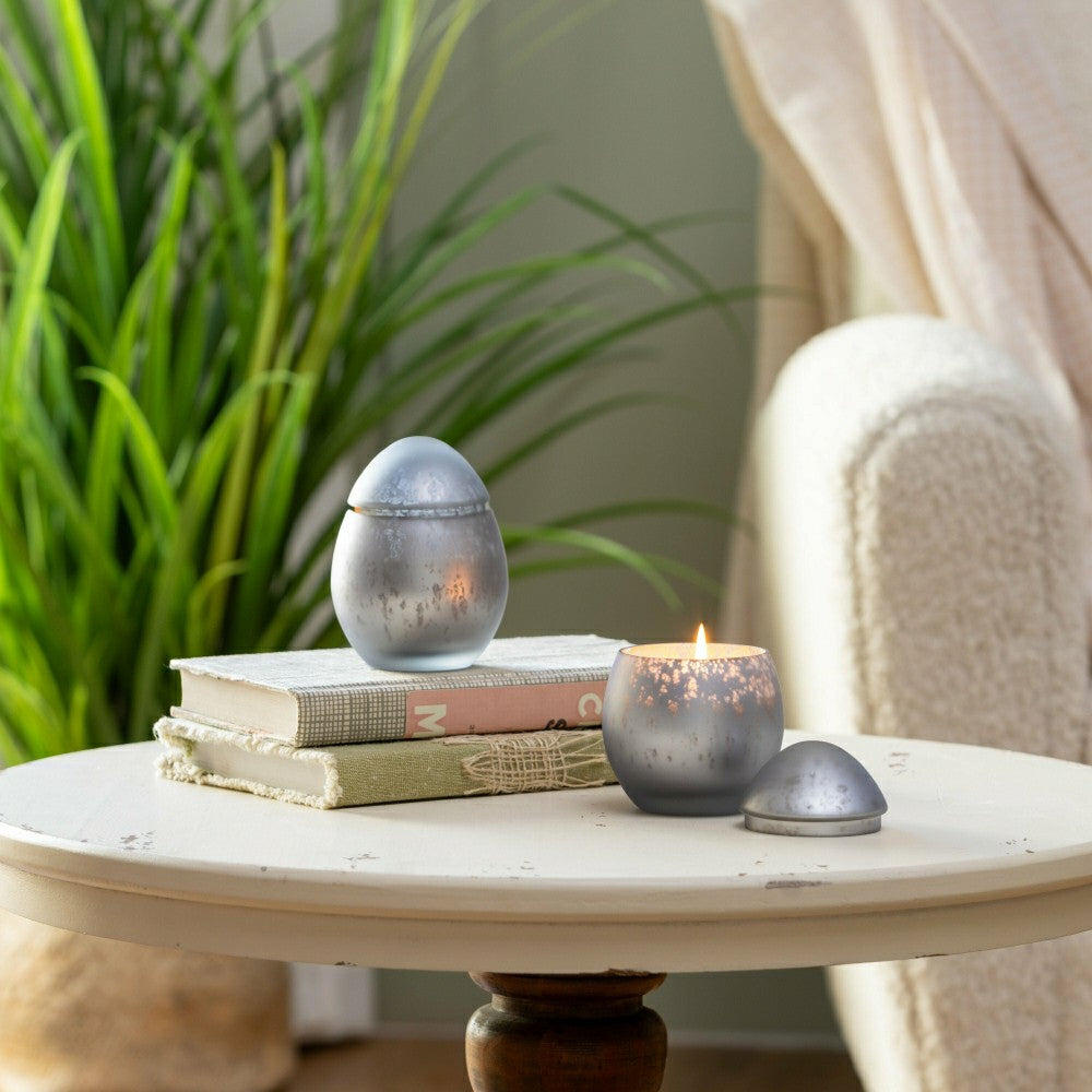 Plow & Hearth Egg Shape Mercury Glass Candle, Ancient Water