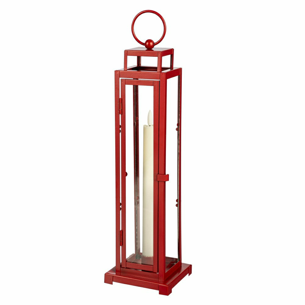 Plow & Hearth Tower Lantern LED Tapered Set of 3 with Red Finish
