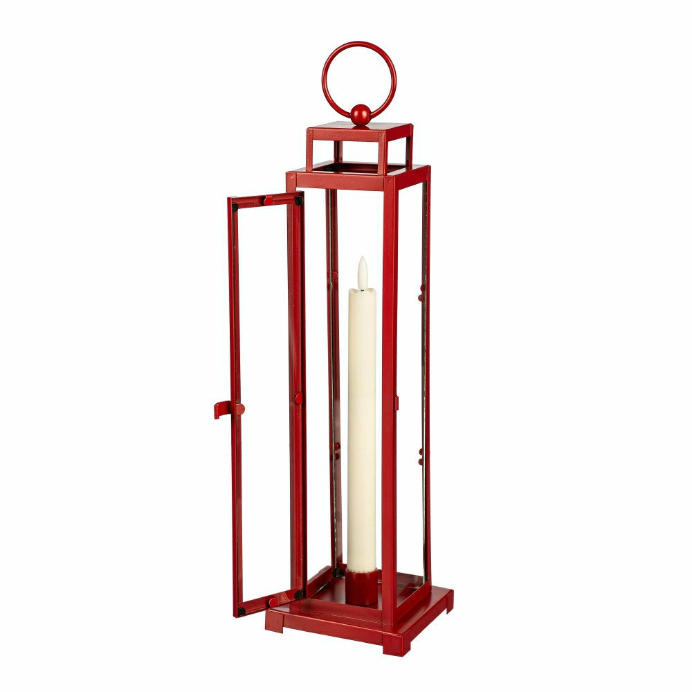 Plow & Hearth Tower Lantern LED Tapered Set of 3 with Red Finish