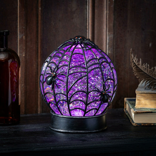 Plow & Hearth Haunted House Spider Web LED Water Globe, 7.5"H