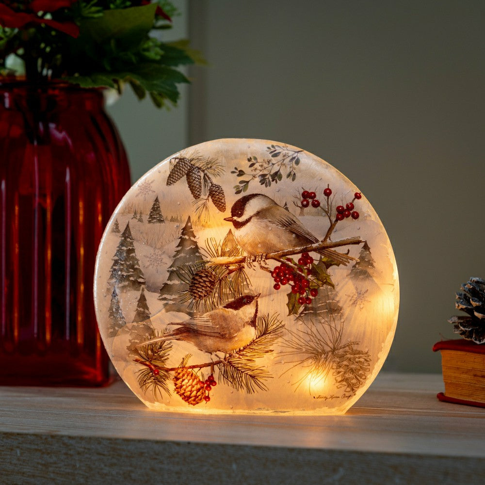 Plow & Hearth Winter Chickadee Lighted Orb