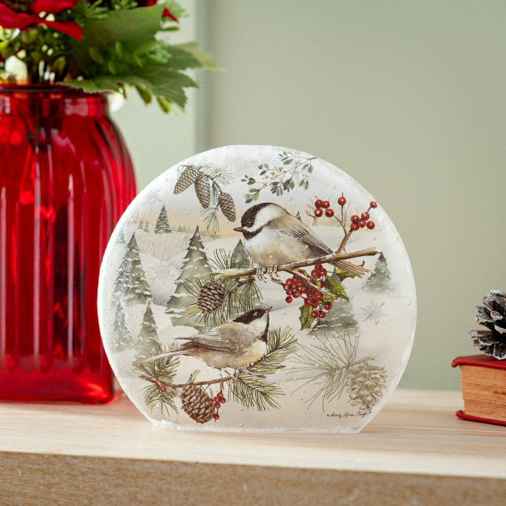 Plow & Hearth Winter Chickadee Lighted Orb