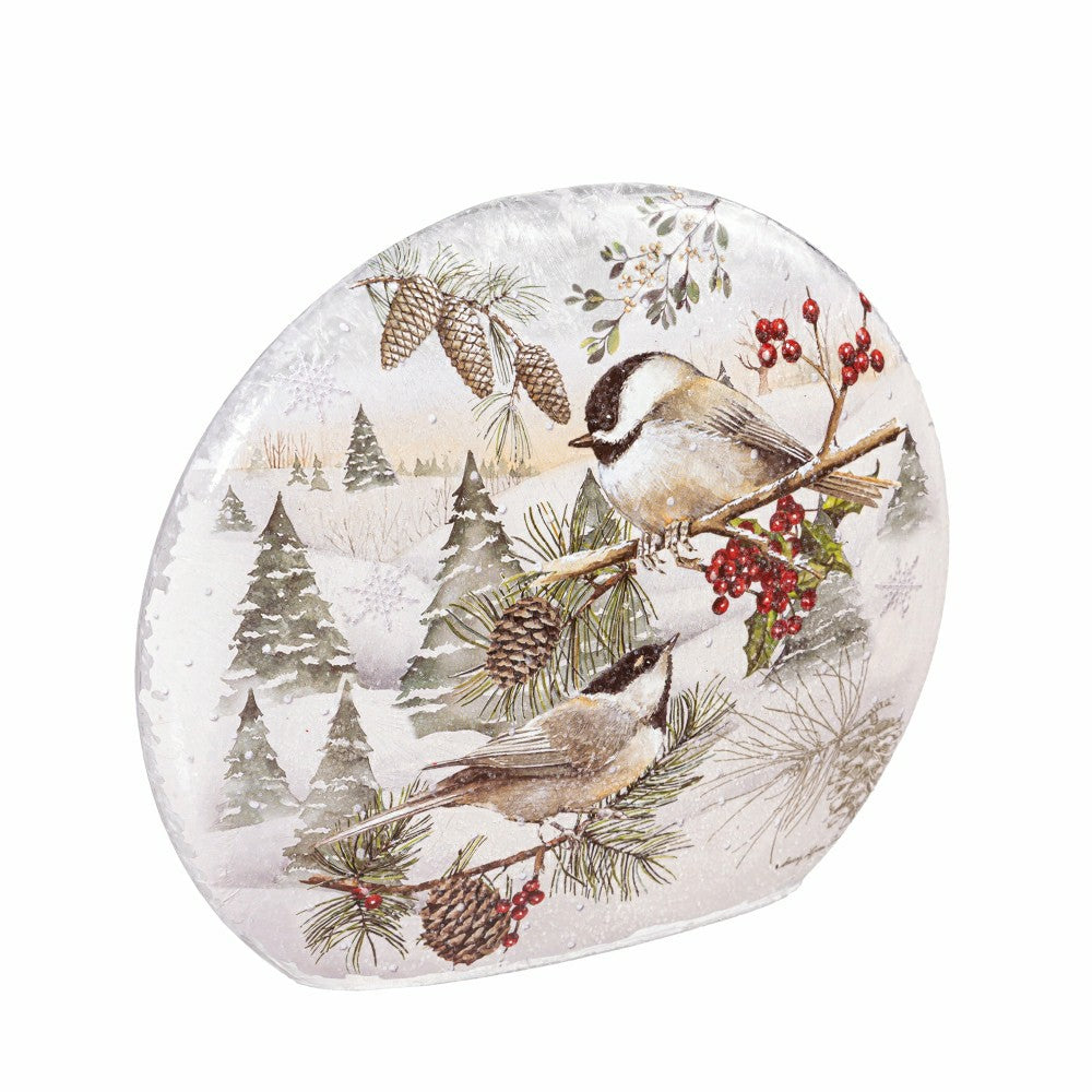 Plow & Hearth Winter Chickadee Lighted Orb