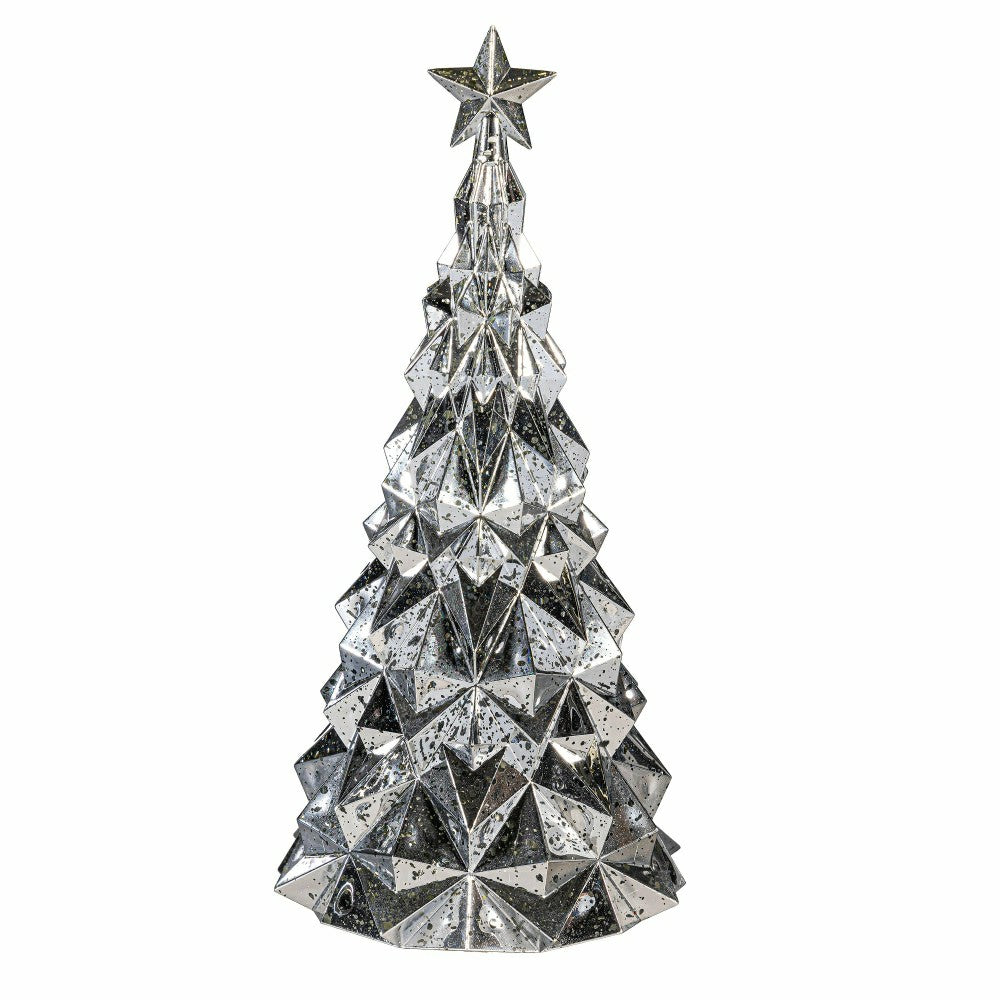 Plow & Hearth Season to Sparkle LED Table Decor Christmas Tree Acrylic Lantern, 9.75