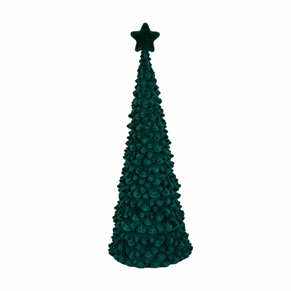 Plow & Hearth Joyful Traditions LED Table Decor Flocked Tree with Star, Set of 2