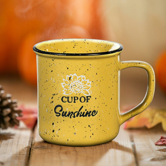 Plow & Hearth Harvest Blossom Cup Of Sunshine Ceramic Cup, 12oz