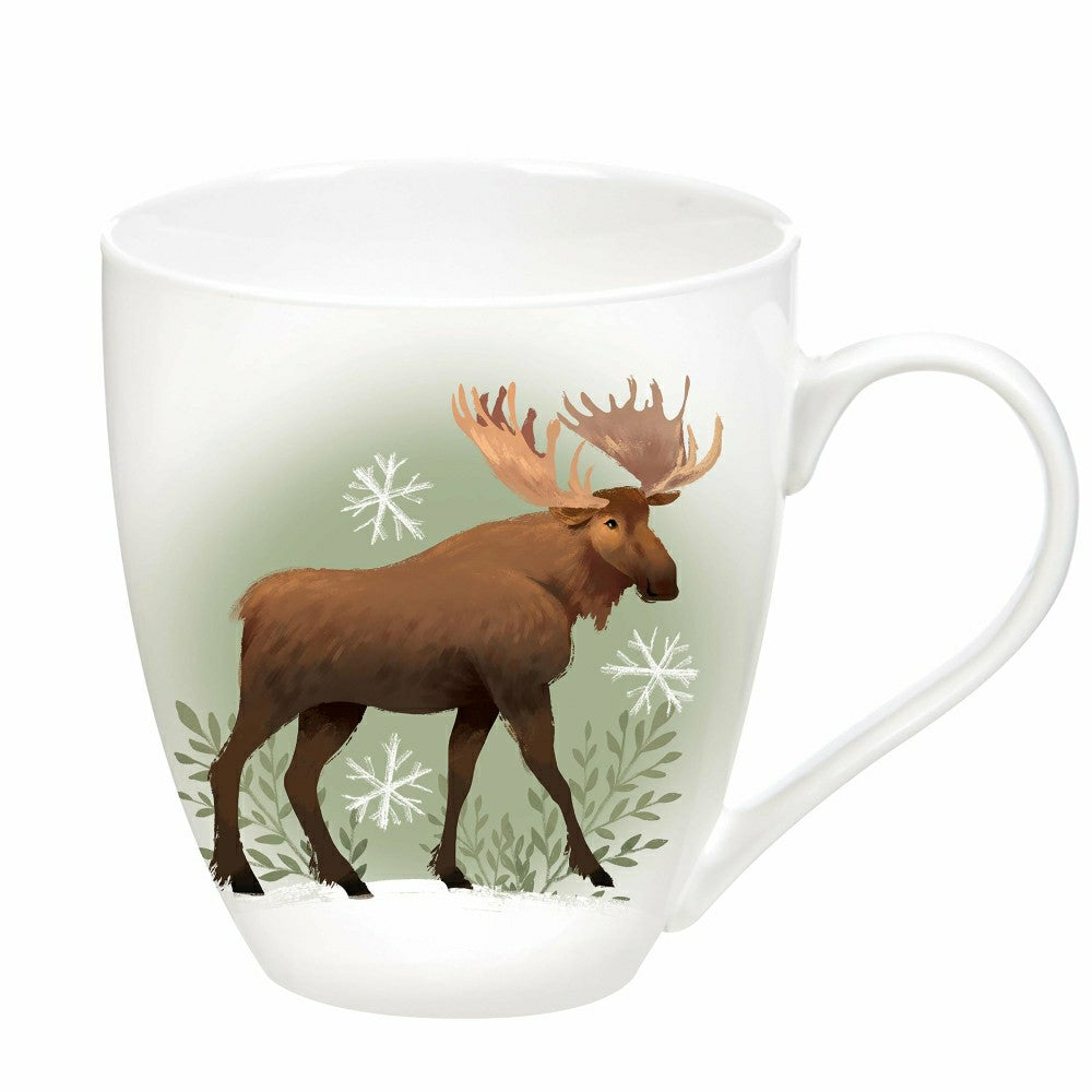 Plow & Hearth Woodland Storybook Coffee Cup Ceramic Cup O' Java, Moose, 17oz, Gift B