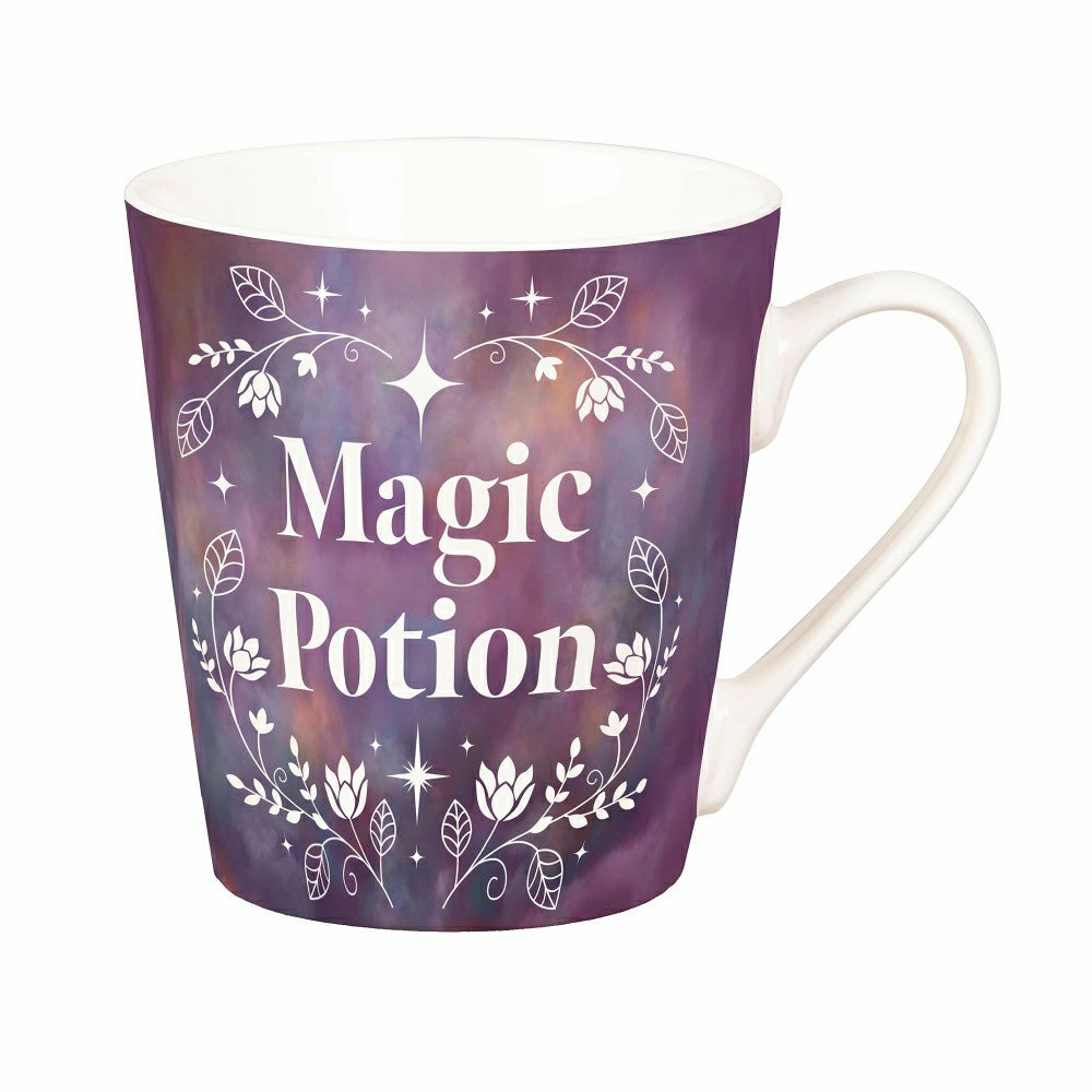 Plow & Hearth Magic Potion Ceramic Cup Flare Cup and Purple Socks Gift Set, 12oz, Gi
