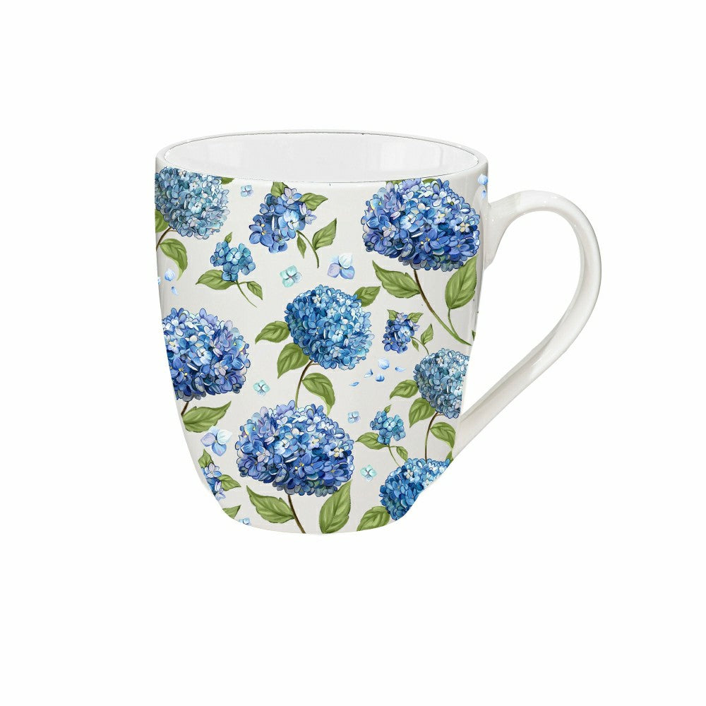 Plow & Hearth VivaStyle Coffee Cup Ceramic Cup O' Java, Hydrangea, 17oz, Gift Box
