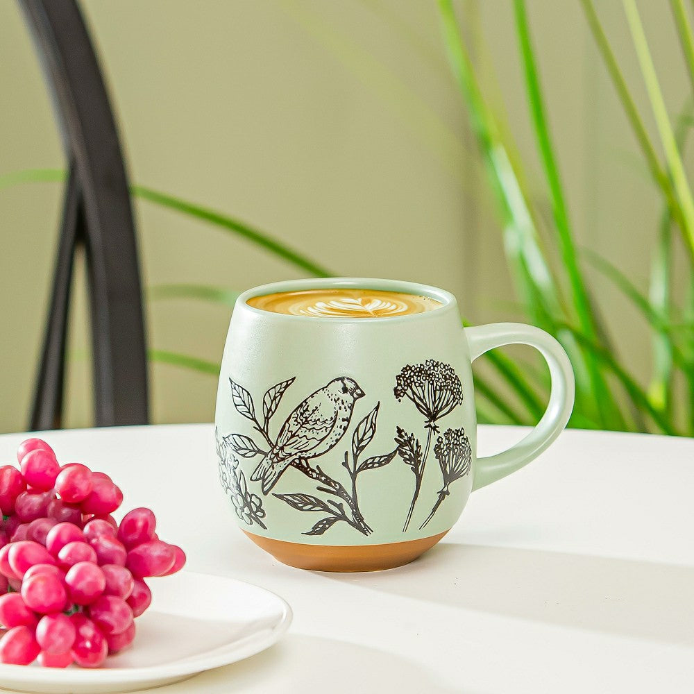 Plow & Hearth Artisan Series VII Green Ceramic Cup, 15oz, Giftbox