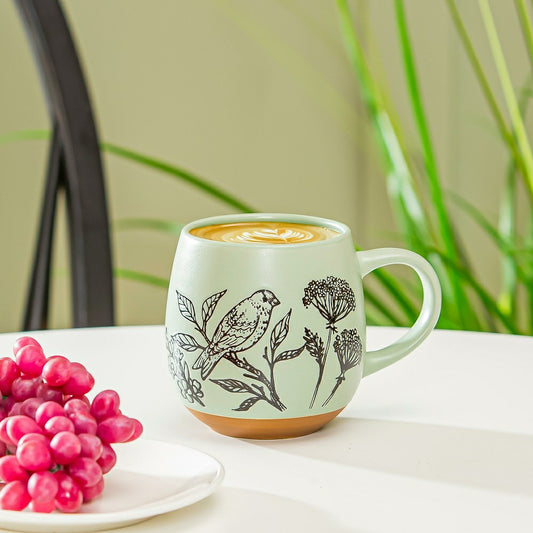 Plow & Hearth Artisan Series VII Green Ceramic Cup, 15oz, Giftbox