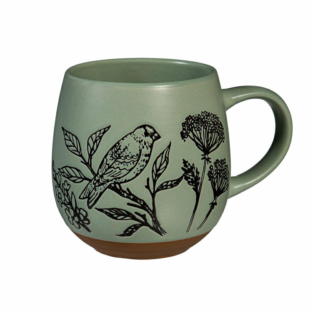 Plow & Hearth Artisan Series VII Green Ceramic Cup, 15oz, Giftbox