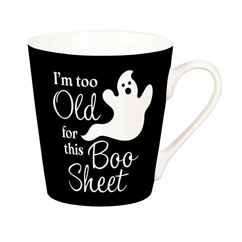 Plow & Hearth I'm Too Old For This Boo Sheet Ceramic Flare Cup and Black Socks Gift