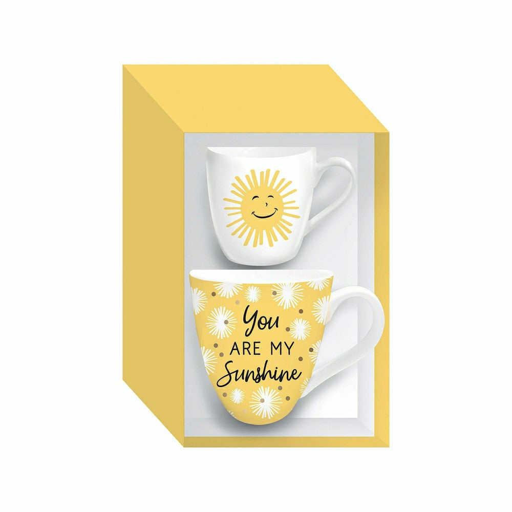 Plow & Hearth Mommy and Me Drinkware Gift Sets Ceramic Cup O' Java, You Are My Sunsh