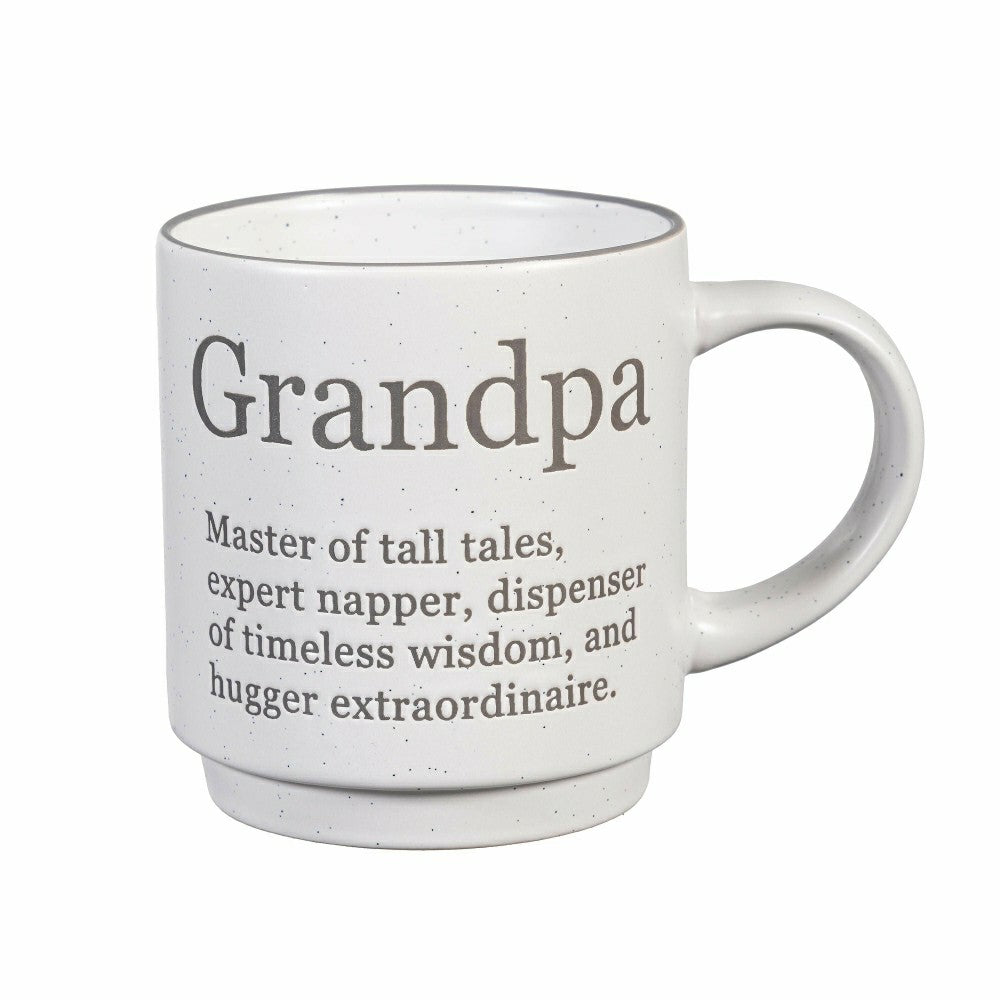 Plow & Hearth Heart of the Home Coffee Cup Funny Title Series Ceramic Cup, Grandpa,