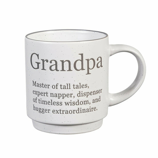 Plow & Hearth Heart of the Home Coffee Cup Funny Title Series Ceramic Cup, Grandpa,