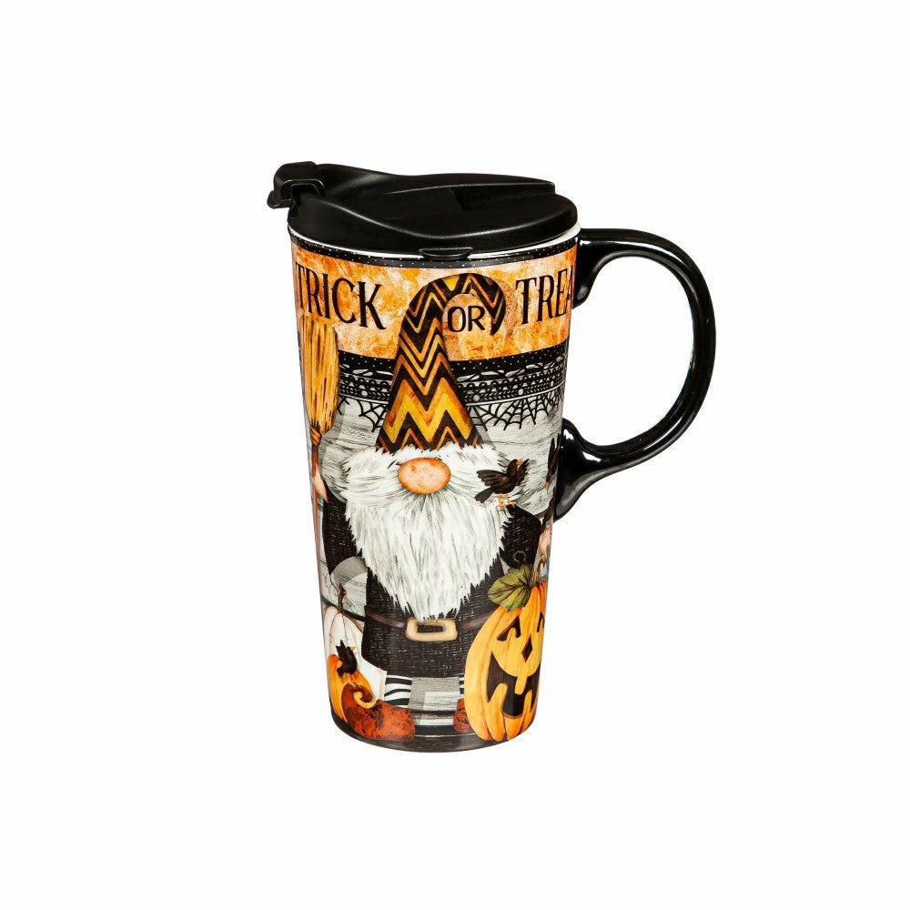 Plow & Hearth Haunted House 17 OZ Ceramic Cup and Puzzle Gift Set, Trick Or Treat Gn