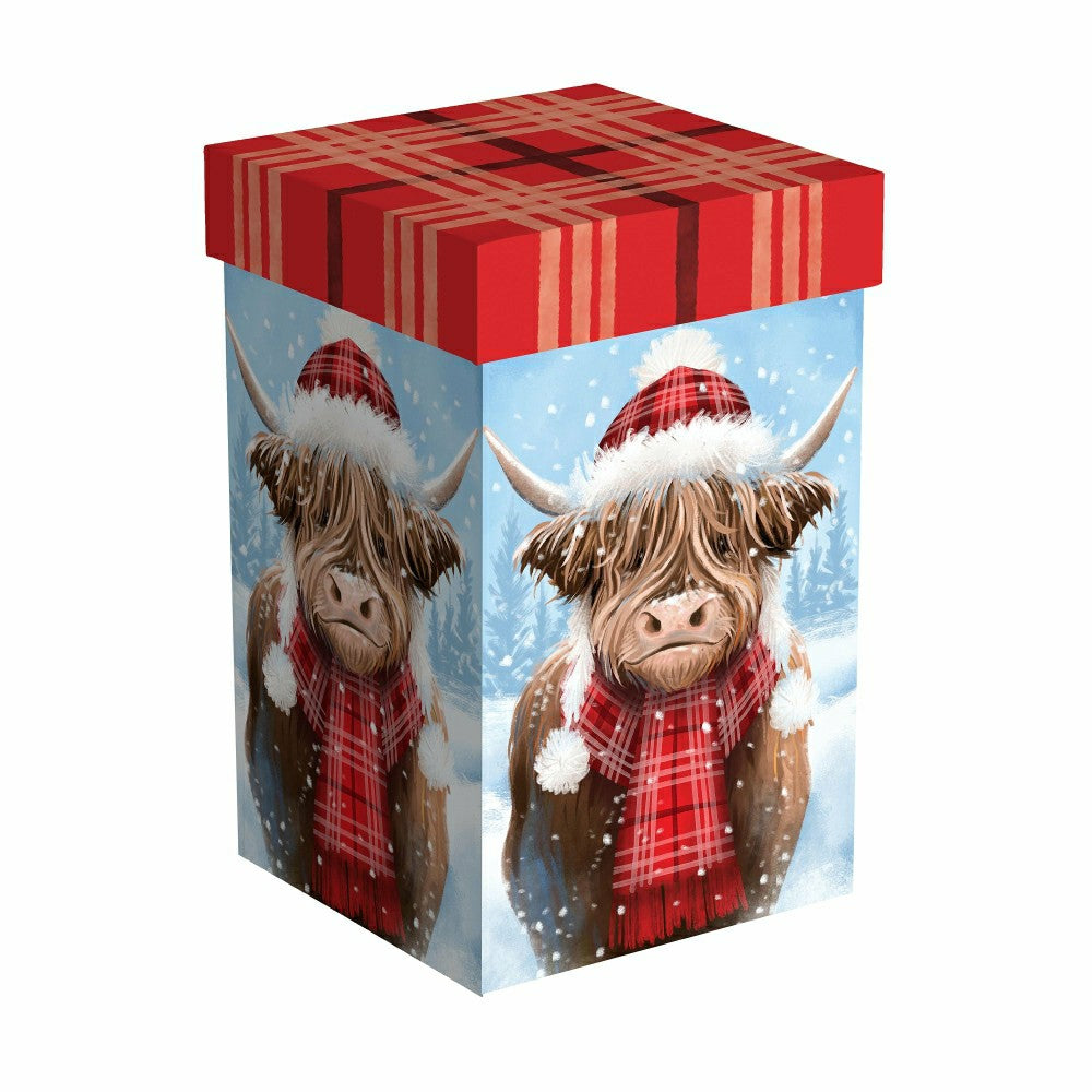 Plow & Hearth Holly Homestead Travel Cup Ceramic Perfect Cup, Highland Cow, 17oz, Gi