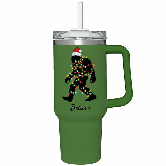 Plow & Hearth Twas The Night Tumbler Stainless-Steel Trenta Cup w/ Straw, Bigfoot, 3