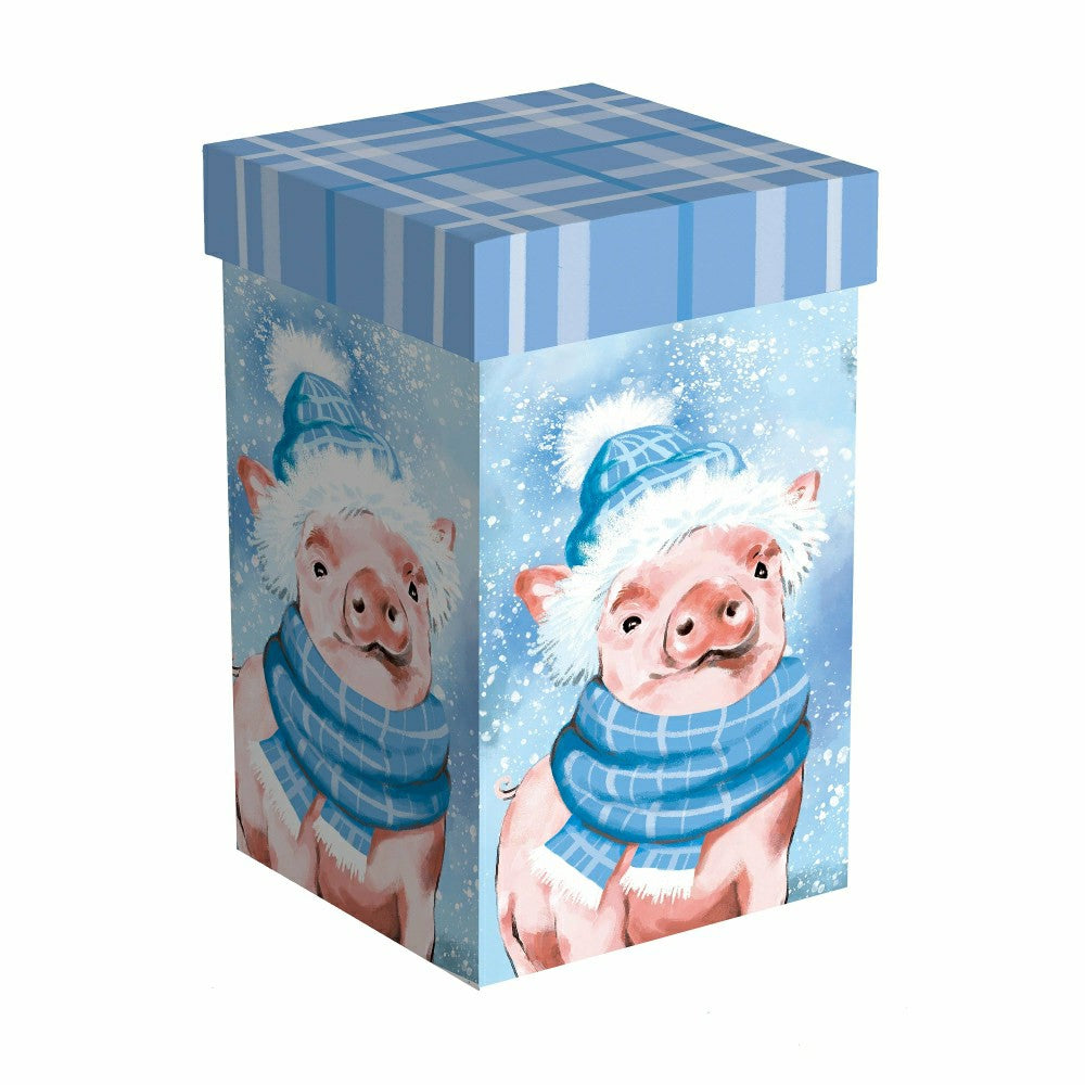 Plow & Hearth Holly Homestead Travel Cup Ceramic Perfect Cup, Pig, 17oz, Gift Box