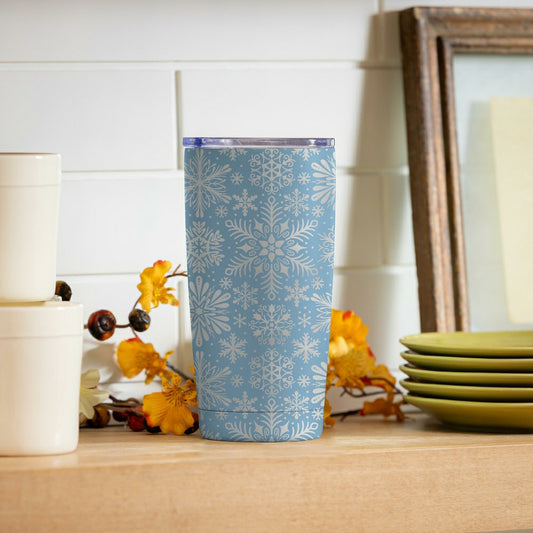 Plow & Hearth Season To Sparkle Tumbler Stainless-Steel, Snowflakes, 20oz, Gift Box