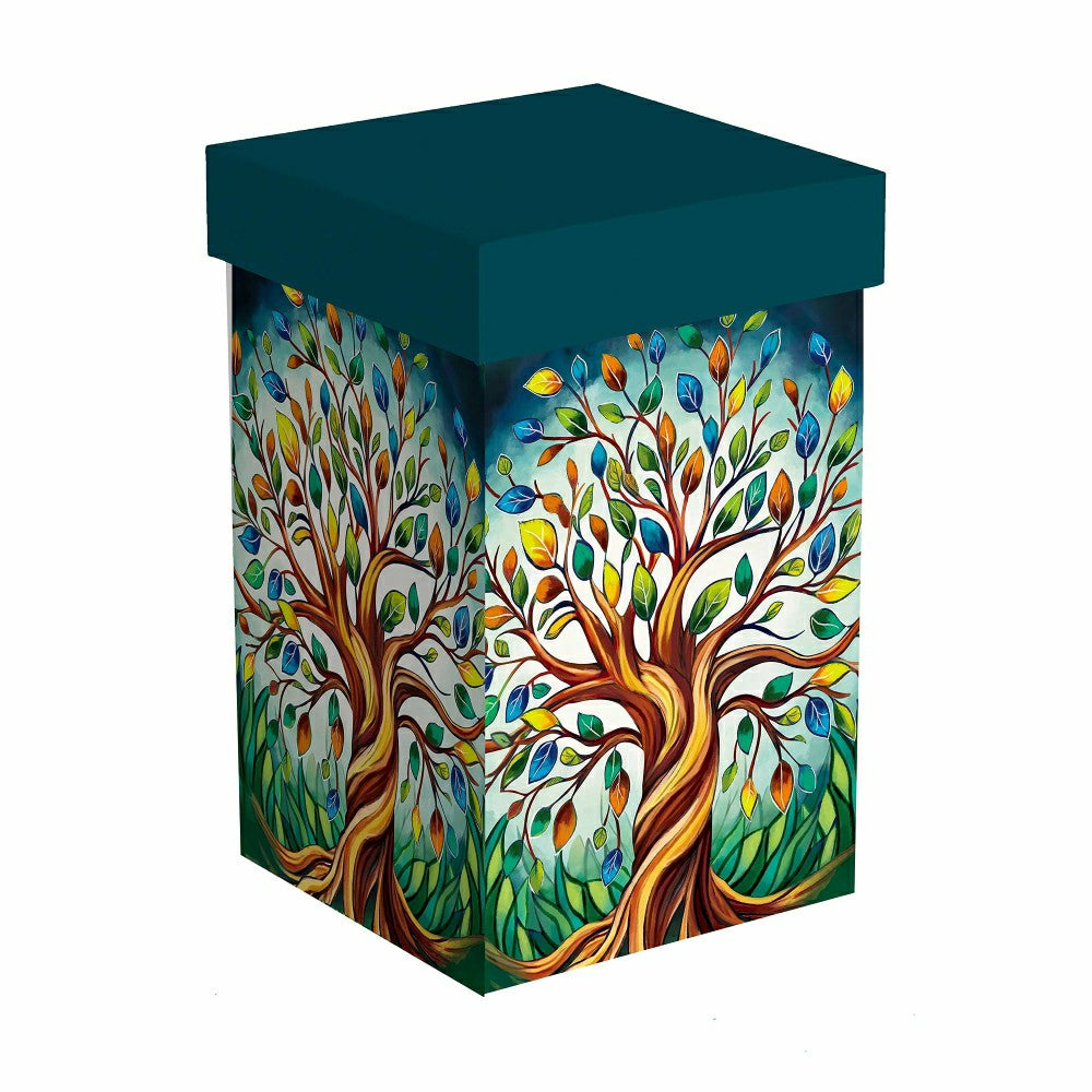Plow & Hearth Harvest Blossom Tree Of Life Ceramic Perfect Cup, 17oz, Gift Box