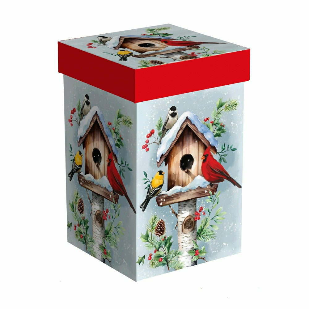 Plow & Hearth Snowbirds Travel Cup Ceramic Perfect Cup, Birdhouse and Birds, 17oz, G