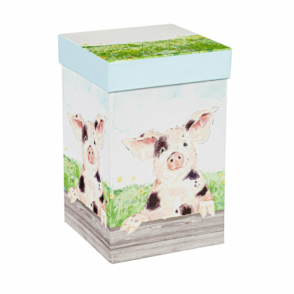 Plow & Hearth Hillside Pasture Travel Cup Ceramic Perfect Cup, Farm Spotted Pig, 17o