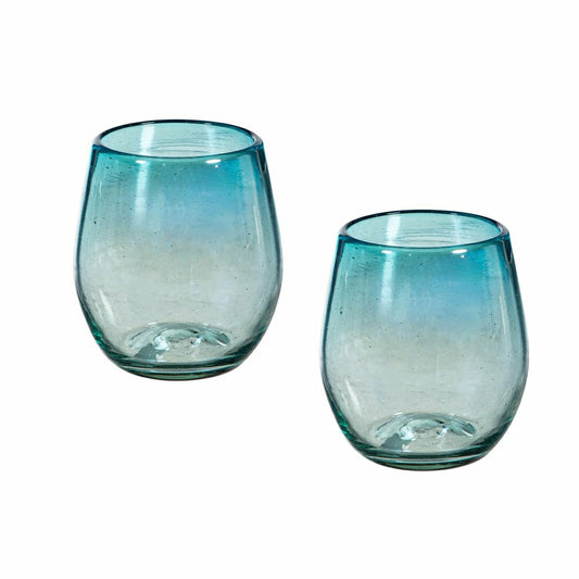 Plow & Hearth Bambeco Aqua Luster Stemless Glass, 14oz