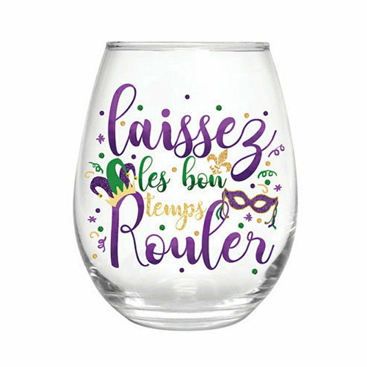 Plow & Hearth 17 OZ Stemless Glass w/Box, Laissez les bon temps Rouler