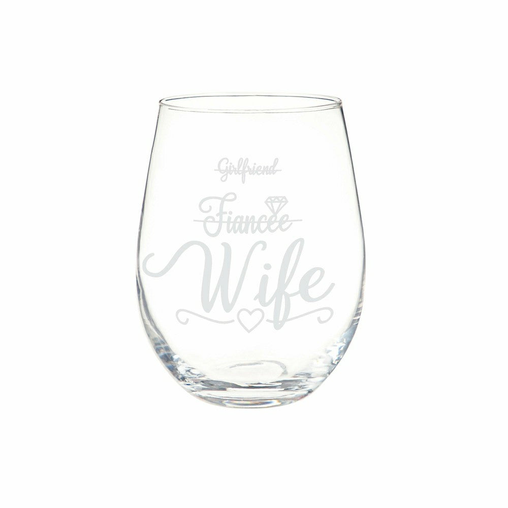 Plow & Hearth Wedding Stemless Glass and Beer Pint Giftset, 17oz and 16oz, Gift Box