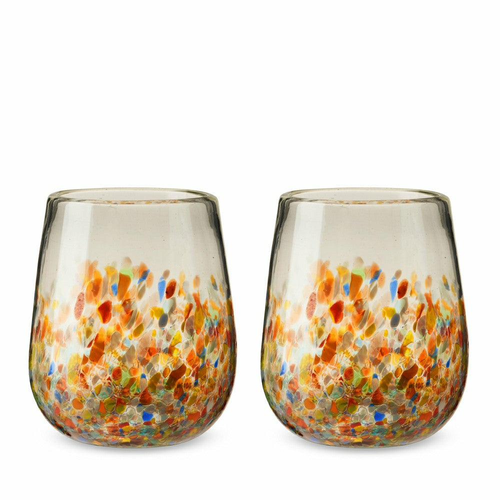 Plow & Hearth Segunda Vida Artistico Stemless Wine Glasses