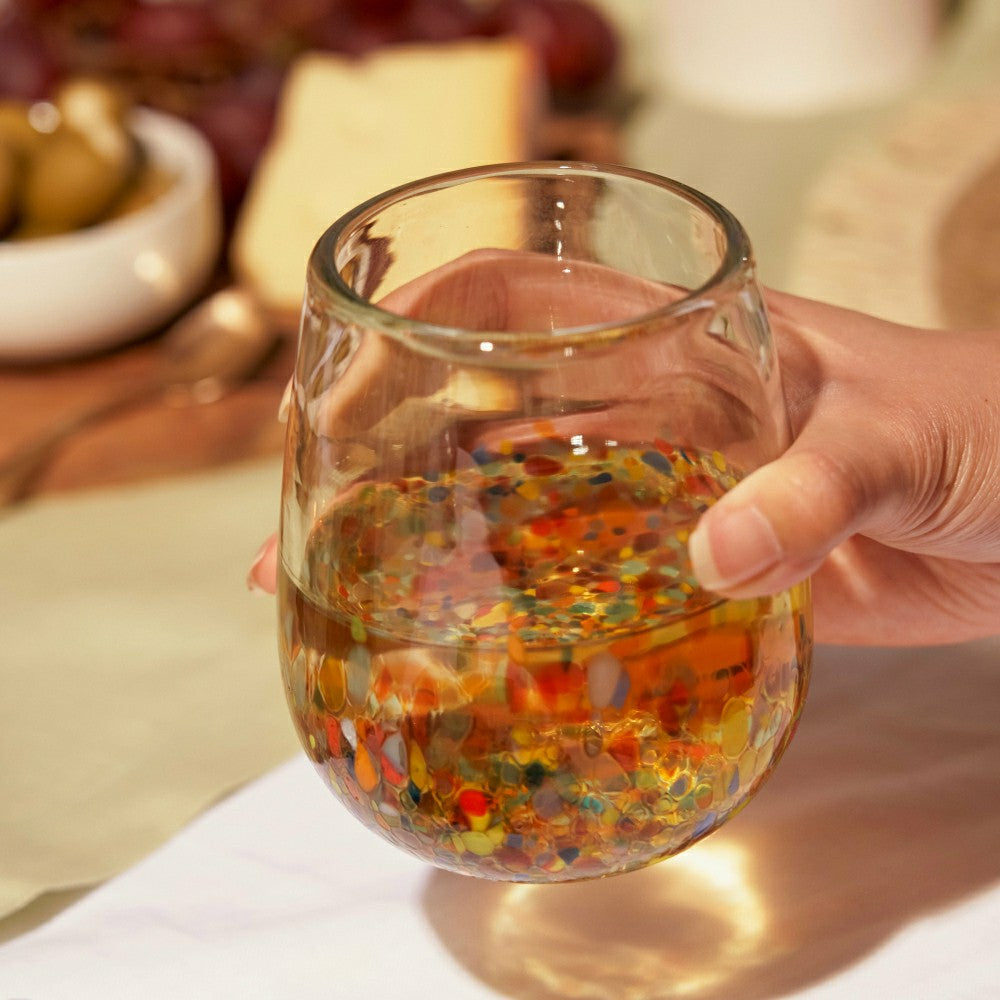 Plow & Hearth Segunda Vida Artistico Stemless Wine Glasses