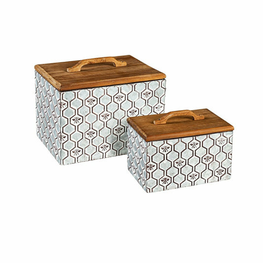Plow & Hearth Embossed Honeycomb Storage Boxes, Set of 2