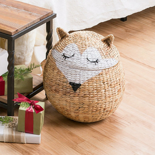 Plow & Hearth Woven Hyacinth Fox Storage Basket