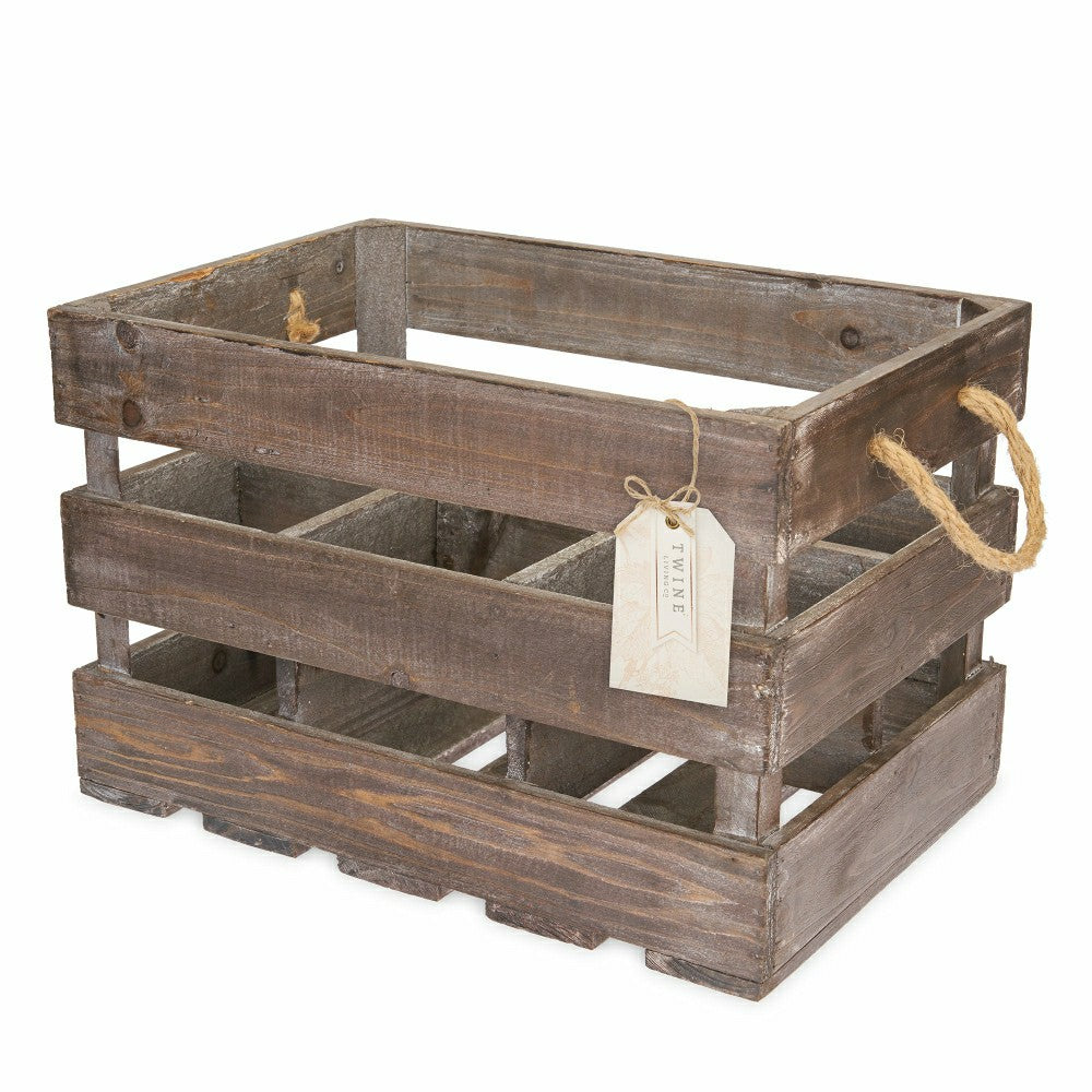 Plow & Hearth Wooden 6-Bottle Crate